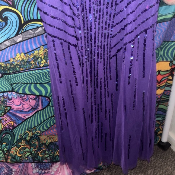 Cache Purple Sequin Halter Dress - Picture 2 of 5